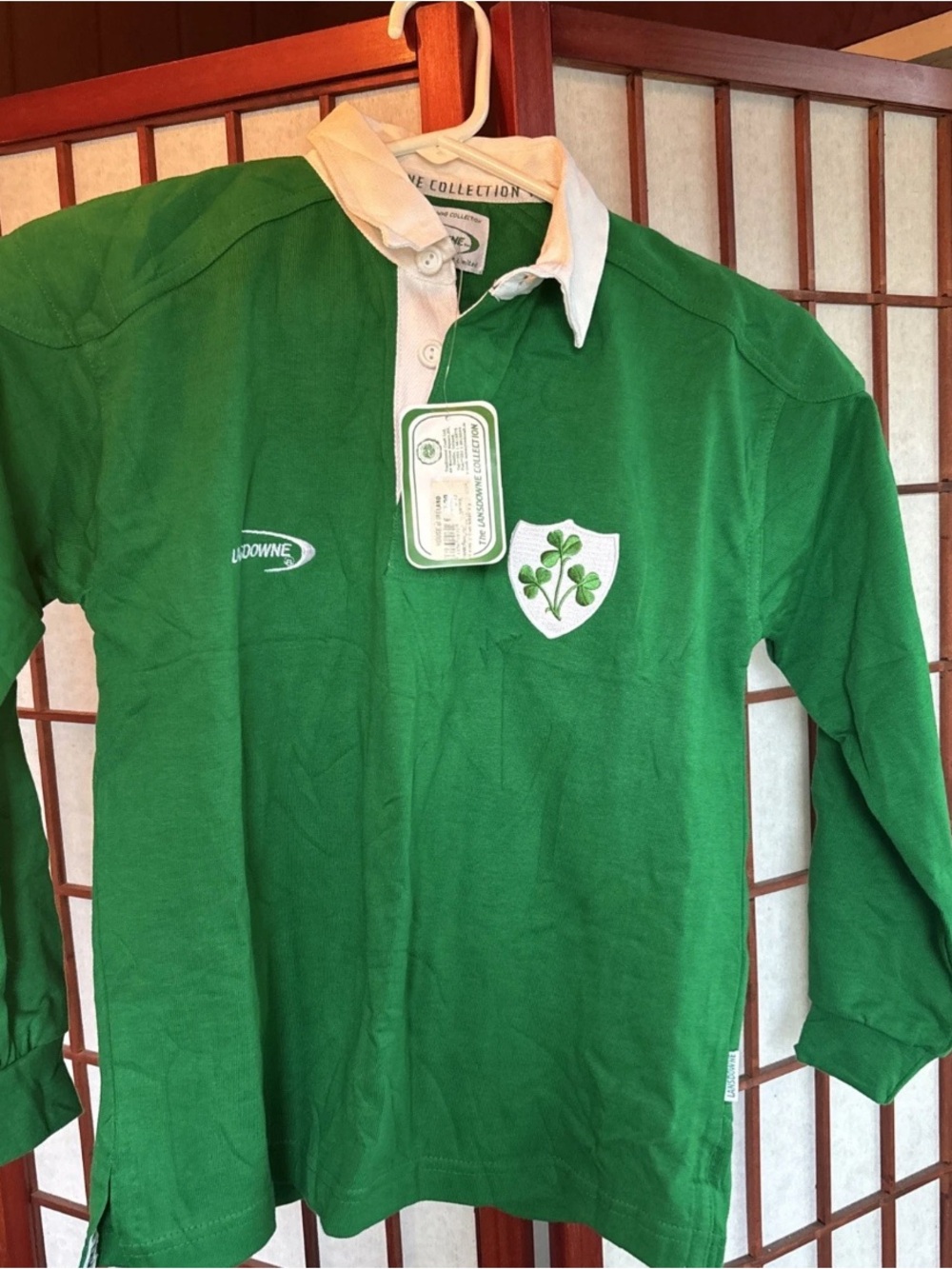 NWT Lansdowne House Of Ireland Rugby Children’s 7/8 Green Kids Shirt Collared